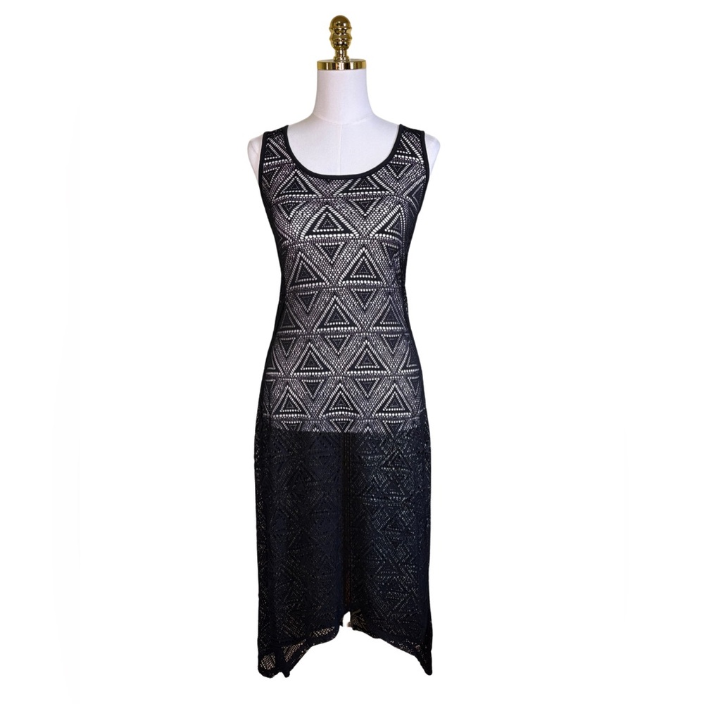 Black Geometric Pattern Cover Up Dress